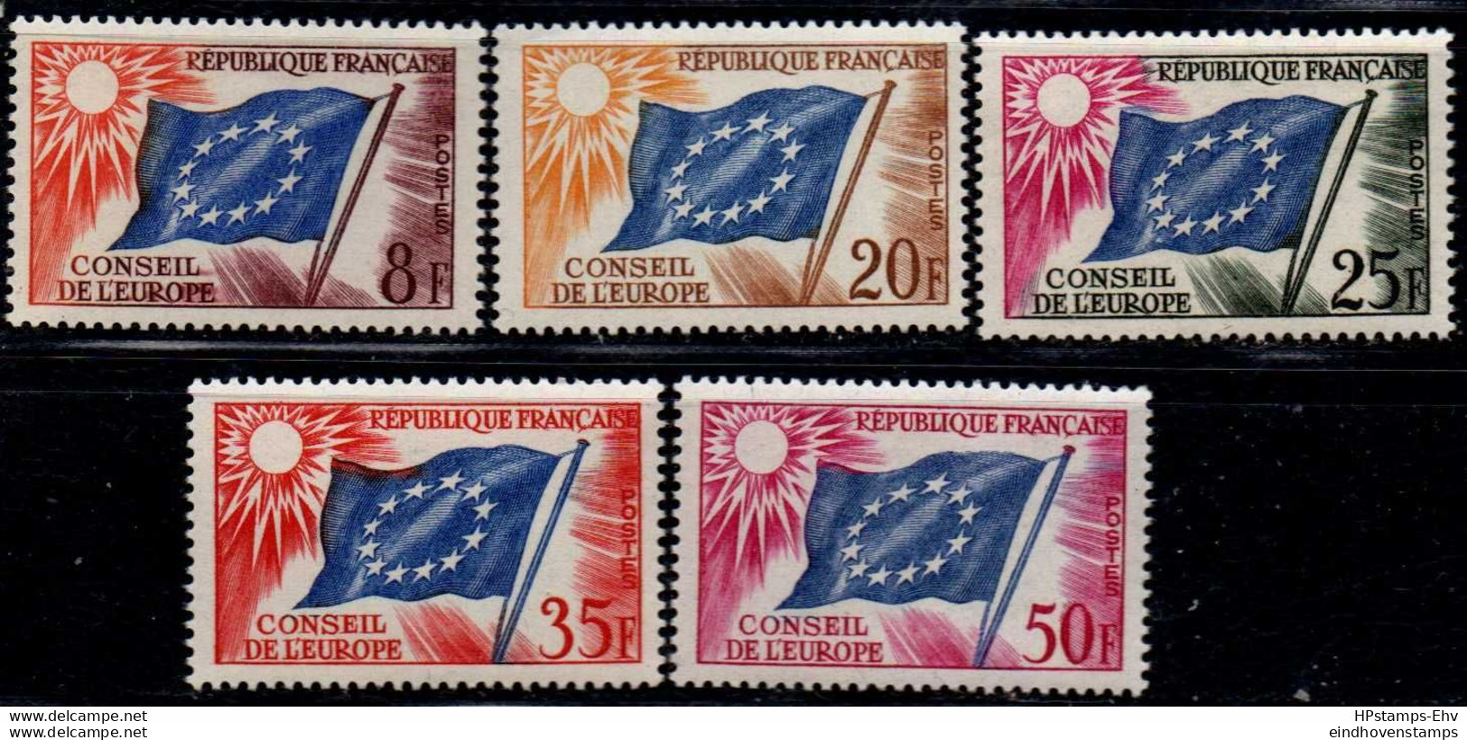 France 1958 Conseil De L'Europe, Flag Stamps 5 Values MNH 2209.2505 - 1958