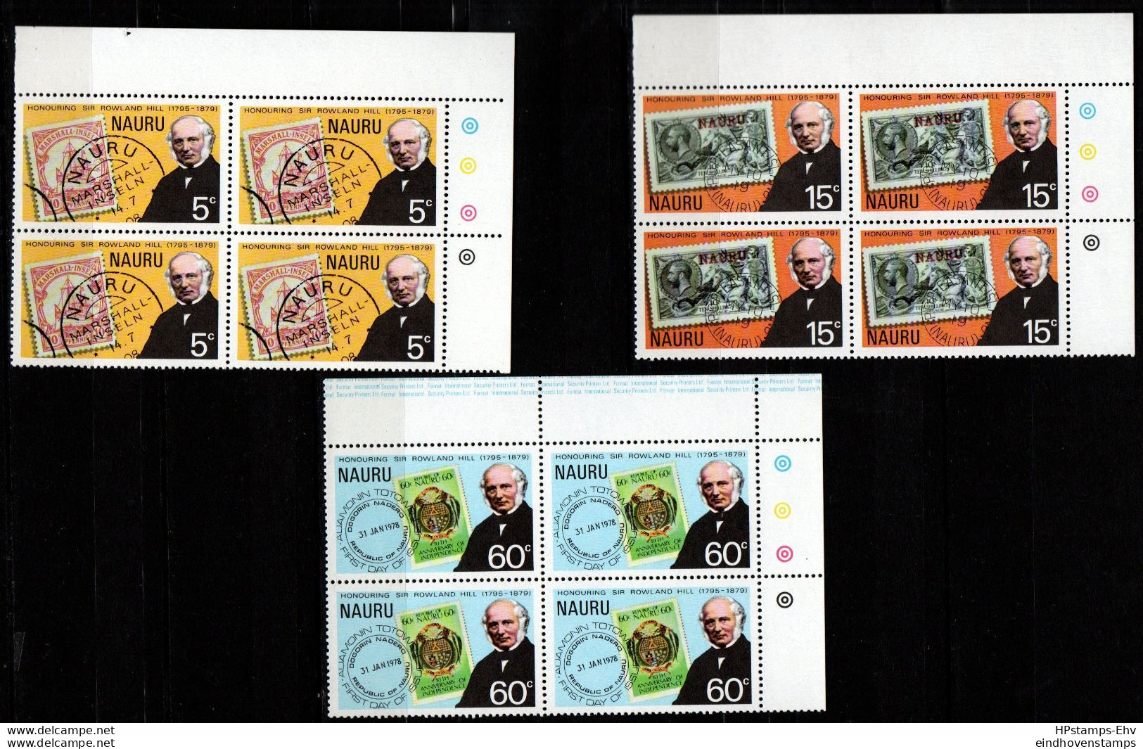 Nauru 1979 Rowland Hill Centennary 3 4-blocks With Traffic Lights MNH 79.01 - Rowland Hill