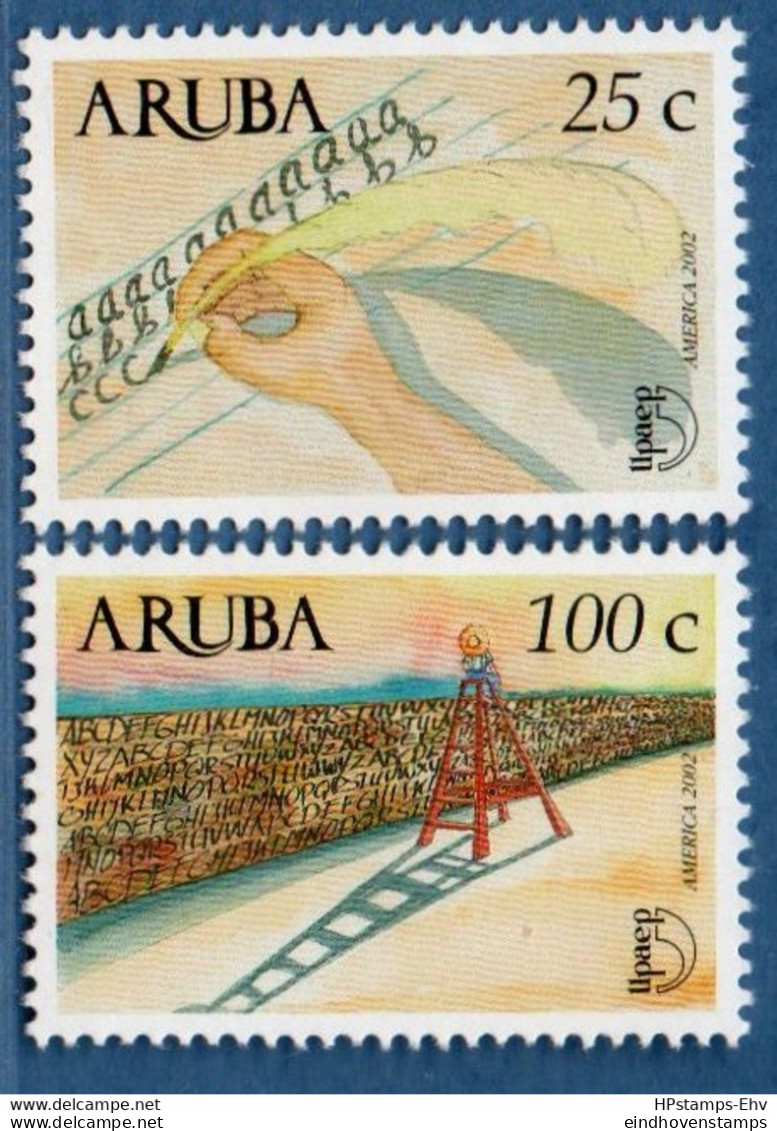 Aruba 2002 Battle Against Analphabetism, UPAEP 2 Values MNH 2208.1953 Writing The Alphabet, - Andere & Zonder Classificatie