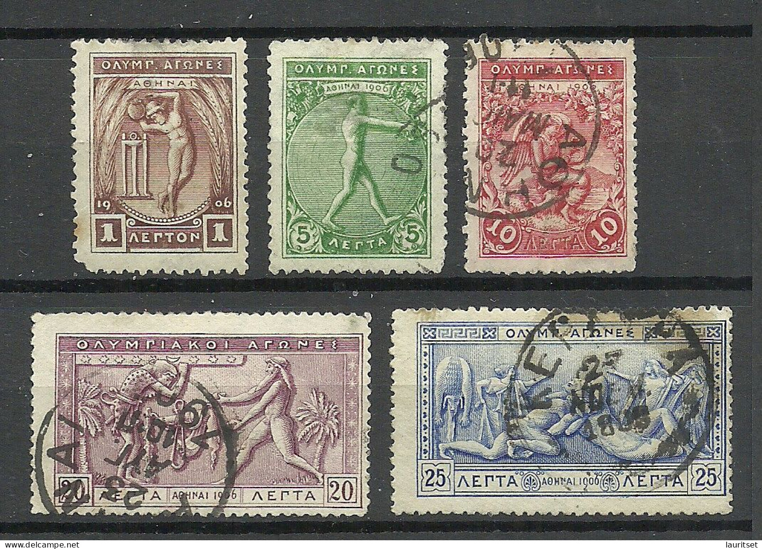 GREECE 1906 = 5 Values From Set Michel 144 - 157 O - Used Stamps