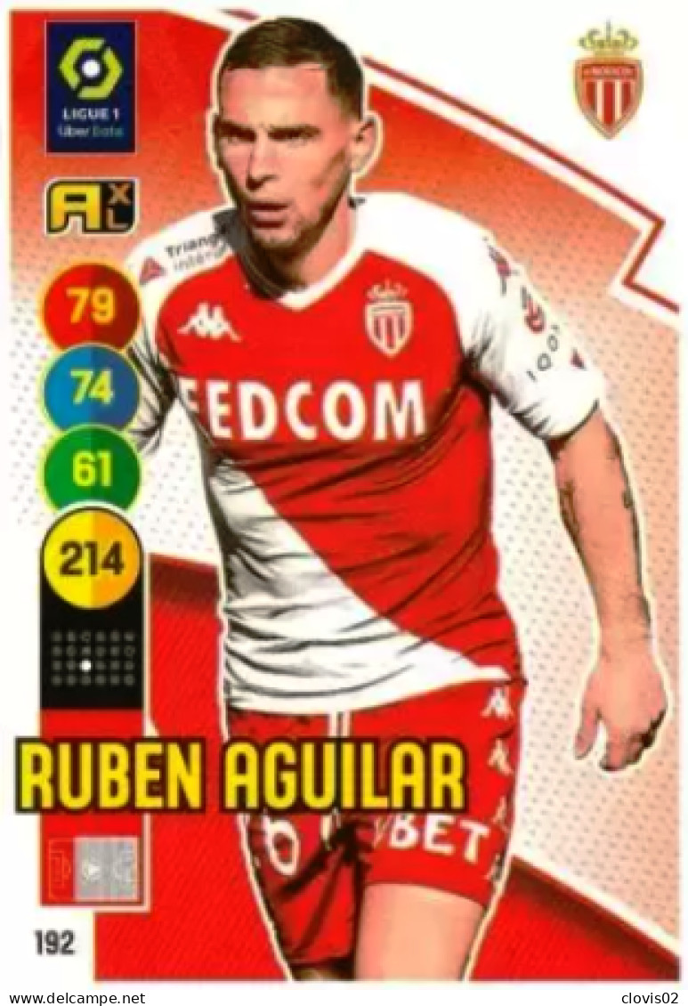 192 Ruben Aguilar - AS Monaco - Panini Adrenalyn XL LIGUE 1 - 2021-2022 Carte Football - Trading Cards