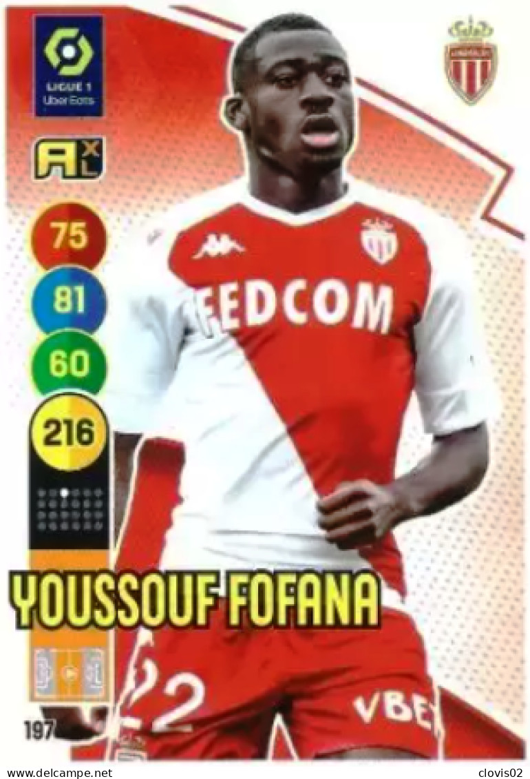 197 Youssouf Fofana - AS Monaco - Panini Adrenalyn XL LIGUE 1 - 2021-2022 Carte Football - Trading Cards