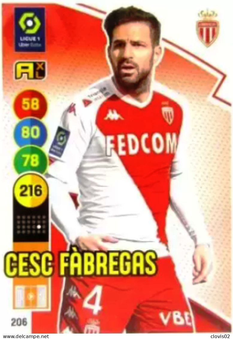 206 Cesc Fàbregas - AS Monaco - Panini Adrenalyn XL LIGUE 1 - 2021-2022 Carte Football - Trading Cards