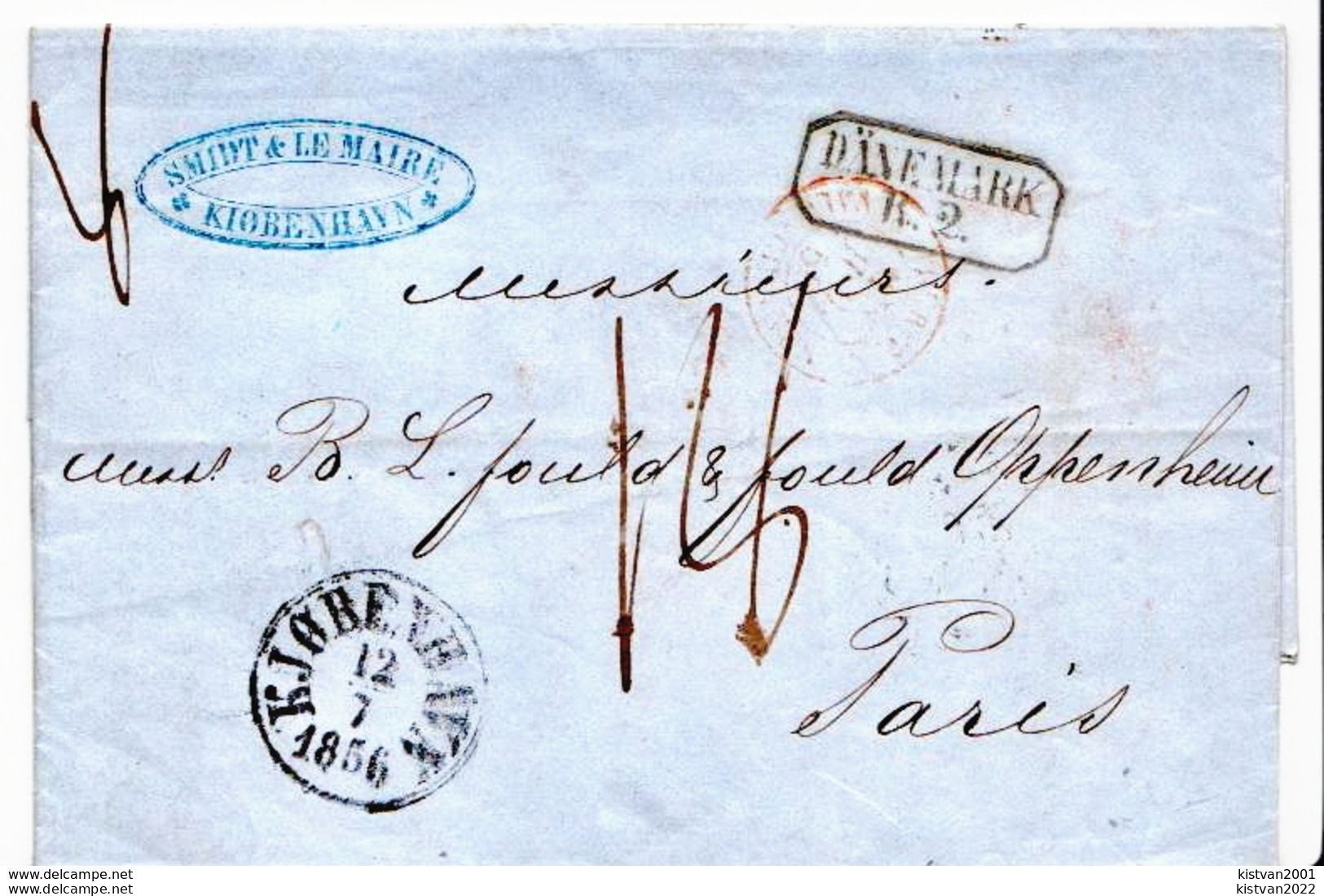 Postal History Cover: Denmark Ex Offo Cover Sent To Paris From Copenhagen From 1856 - ...-1851 Préphilatélie