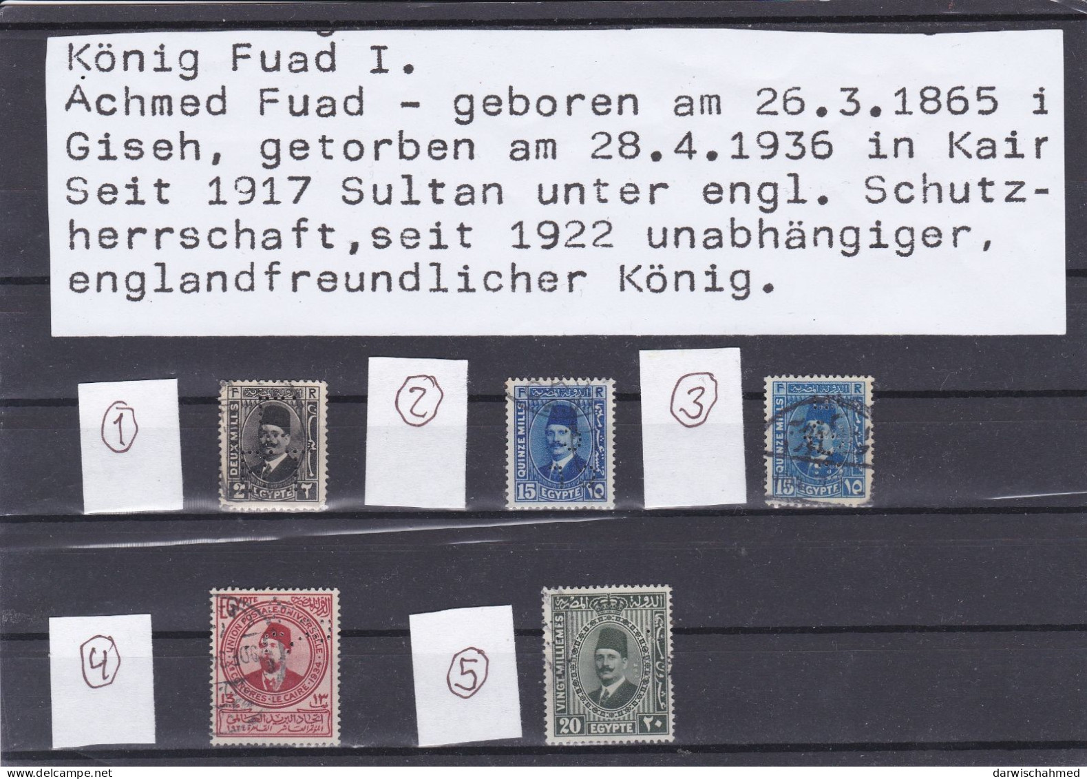 ÄGYPTEN - EGYPT - EGYPTIAN - MONARCHIE - KÖNIG FUAD PORTRÄT- PERFIN - LÖCHER - Used Stamps