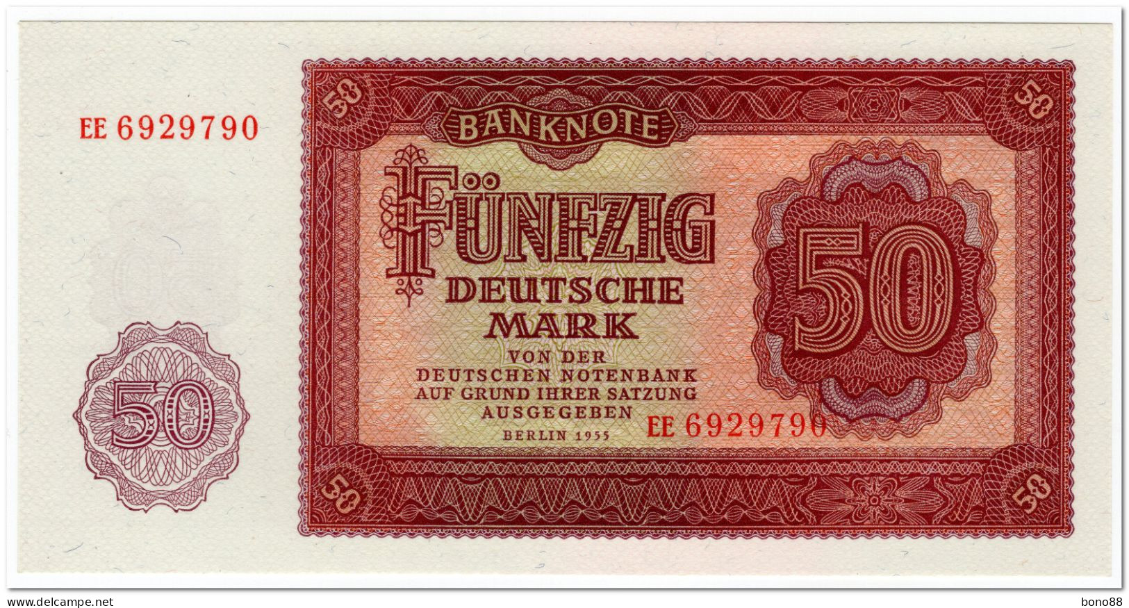 GERMANY DEMOCRATIC REPUBLIC,50 DEUTSCHE MARK,1955,P.20,UNC - 50 Deutsche Mark