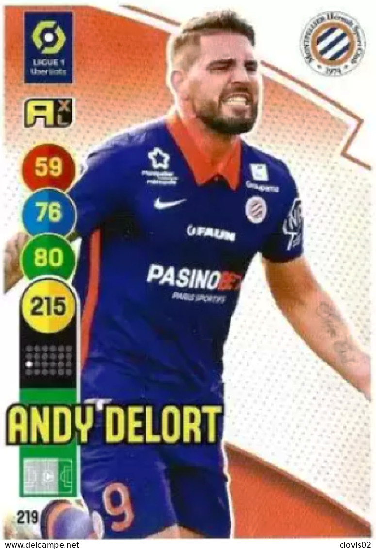 219 Andy Delort - Montpellier HSC - Panini Adrenalyn XL LIGUE 1 - 2021-2022 Carte Football - Trading Cards