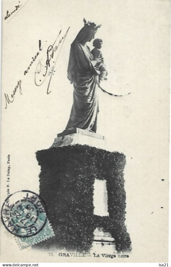 Carte Postale Ancienne: GRAVILLE La Vierge Noire (Le Havre) 1905. - Graville