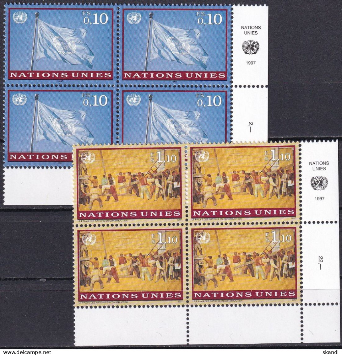 UNO GENF 1997 Mi-Nr. 303/04 Eckrand-Viererblocks ** MNH - Ongebruikt