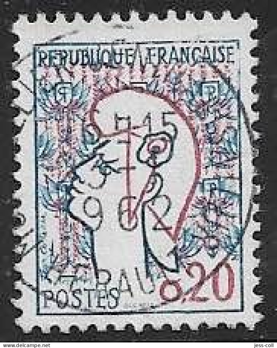 Yvert 1282 20 C Bleu Et Rouge - Type I - O - 1961 Marianne (Cocteau)