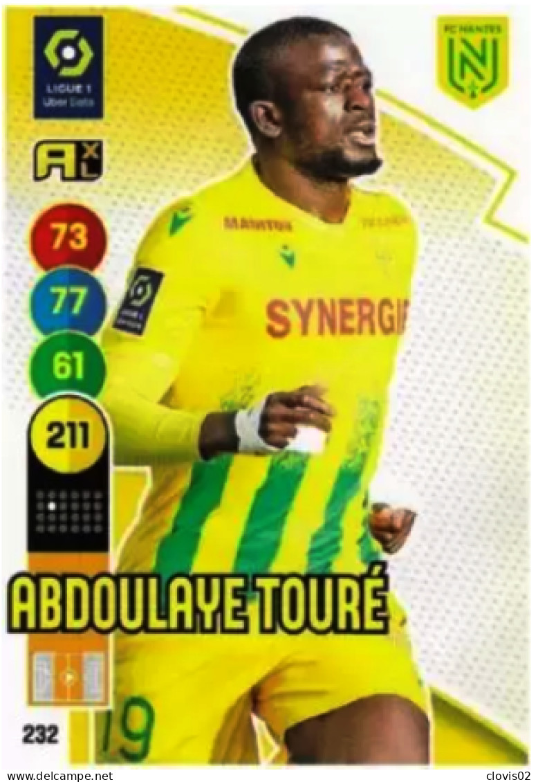 232 Abdoulaye Touré - FC Nantes - Panini Adrenalyn XL LIGUE 1 - 2021-2022 Carte Football - Trading Cards