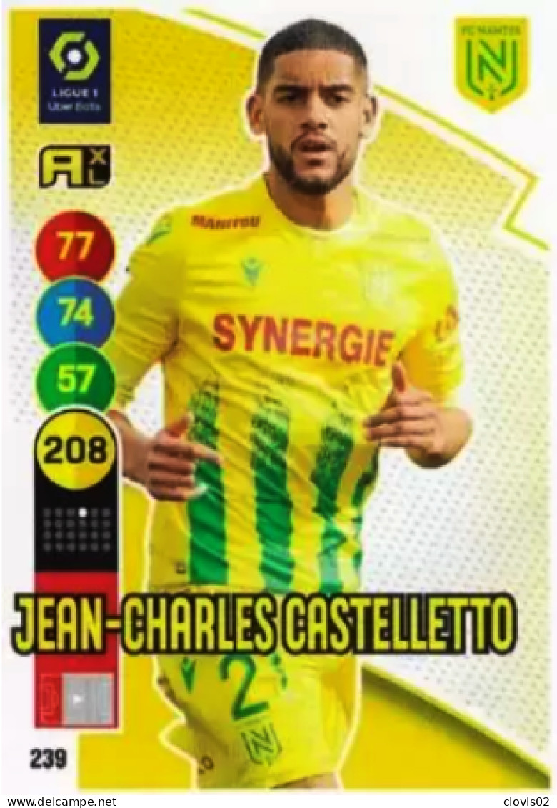 239 Jean-Charles Castelletto - FC Nantes - Panini Adrenalyn XL LIGUE 1 - 2021-2022 Carte Football - Trading Cards