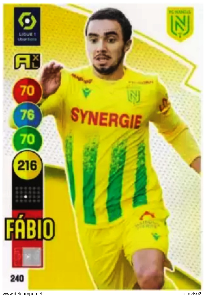 240 Fábio - FC Nantes - Panini Adrenalyn XL LIGUE 1 - 2021-2022 Carte Football - Trading Cards