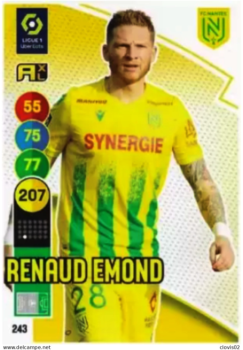 243 Renaud Emond - FC Nantes - Panini Adrenalyn XL LIGUE 1 - 2021-2022 Carte Football - Trading Cards