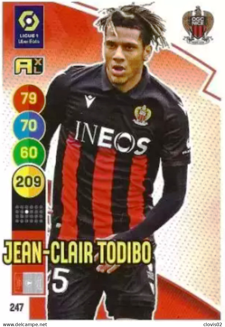 247 Jean-Clair Todibo - OGC Nice - Panini Adrenalyn XL LIGUE 1 - 2021-2022 Carte Football - Trading Cards
