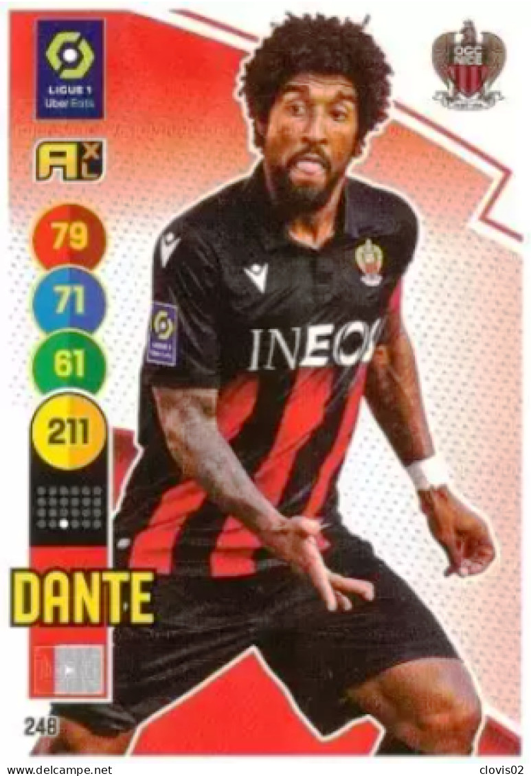 248 Dante - OGC Nice - Panini Adrenalyn XL LIGUE 1 - 2021-2022 Carte Football - Trading Cards