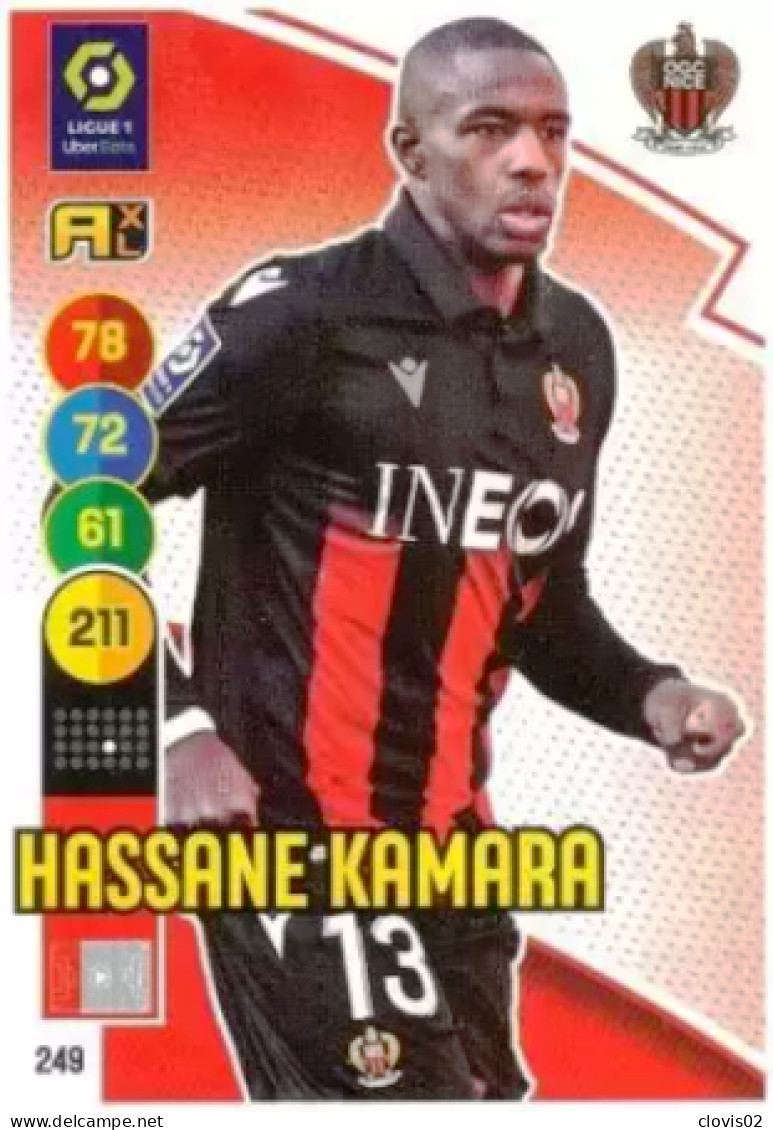 249 Hassane Kamara - OGC Nice - Panini Adrenalyn XL LIGUE 1 - 2021-2022 Carte Football - Trading Cards