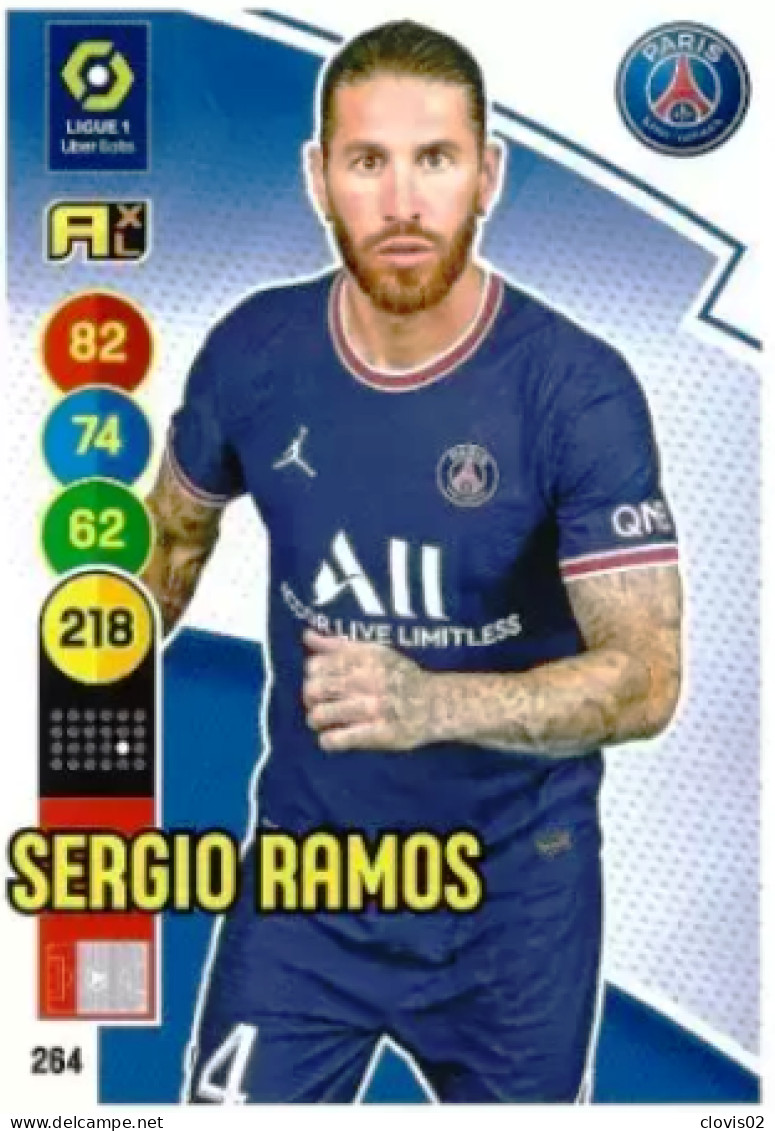 264 Sergio Ramos - Paris Saint-Germain - Panini Adrenalyn XL LIGUE 1 - 2021-2022 Carte Football - Trading Cards