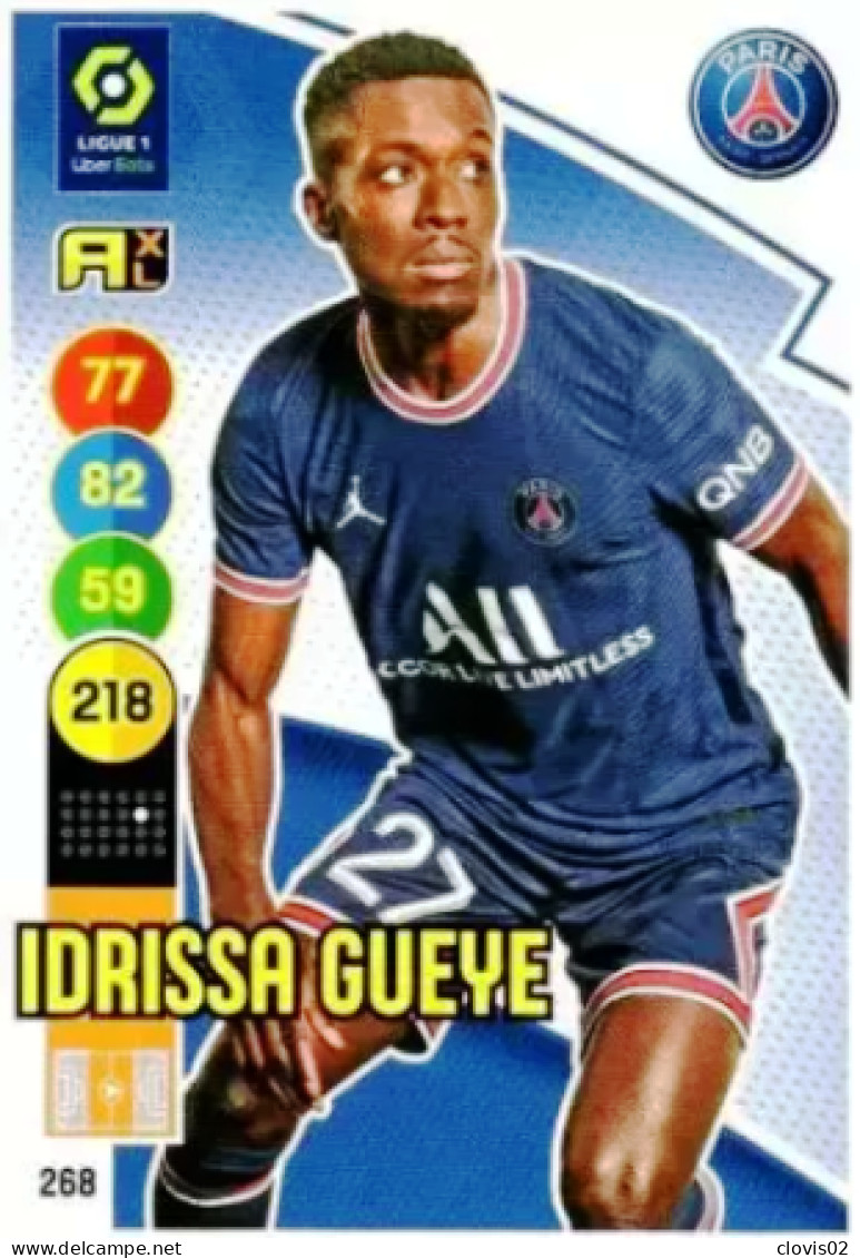 268 Idrissa Gueye - Paris Saint-Germain - Panini Adrenalyn XL LIGUE 1 - 2021-2022 Carte Football - Trading Cards