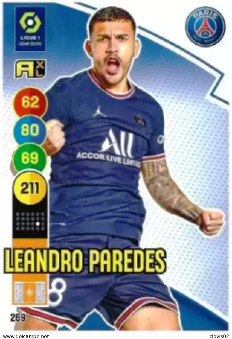 269 Leandro Paredes - Paris Saint-Germain - Panini Adrenalyn XL LIGUE 1 - 2021-2022 Carte Football - Trading Cards