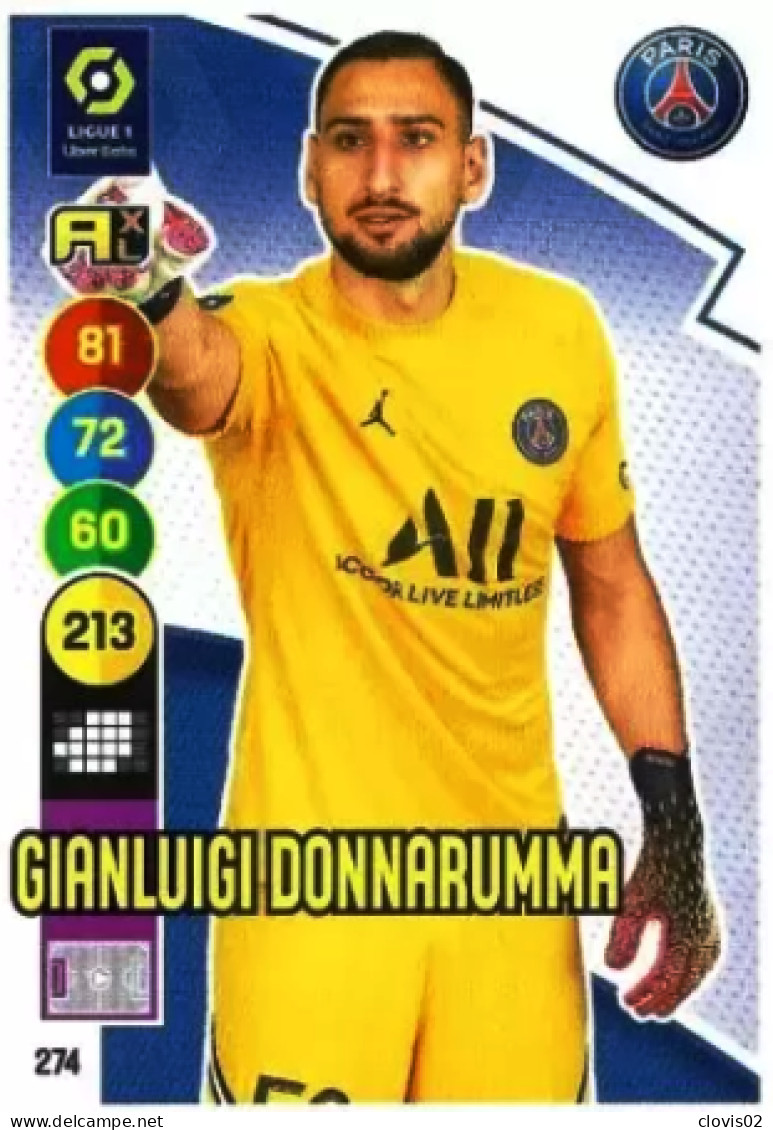 274 Gianluigi Donnarumma - Paris Saint-Germain - Panini Adrenalyn XL LIGUE 1 - 2021-2022 Carte Football - Trading Cards