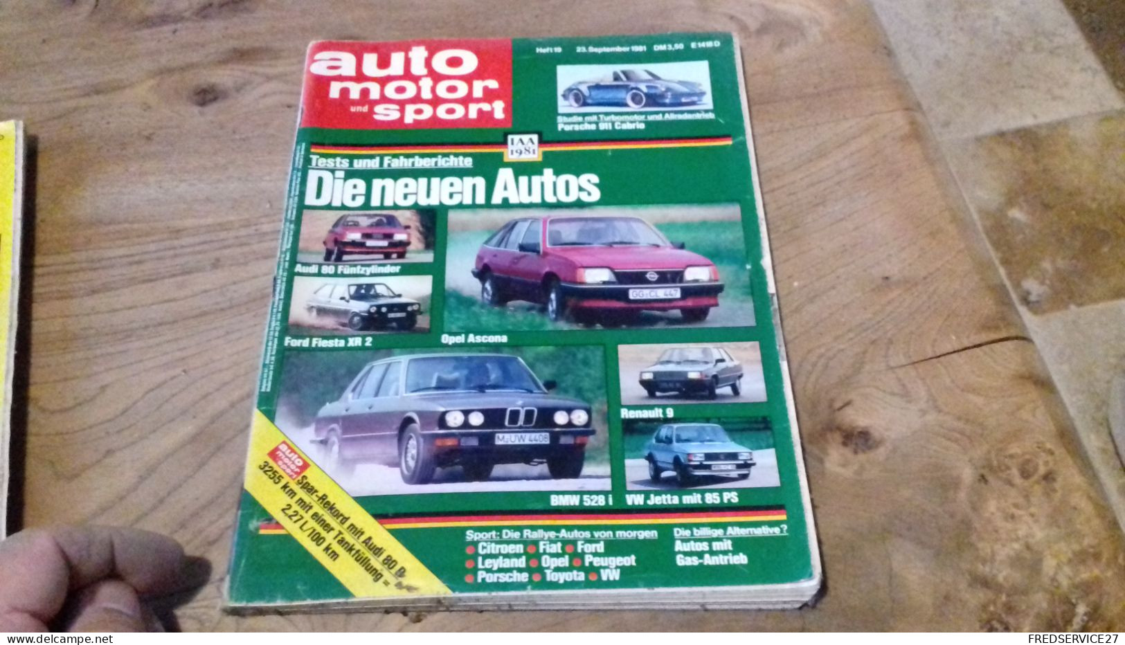 142 / AUTO MOTOR UND SPORT N° 19 1981 PORSCHE 911 CABRIOLET / FORD FIESTA XR 2 / RENAULT 9 - Automóviles & Transporte