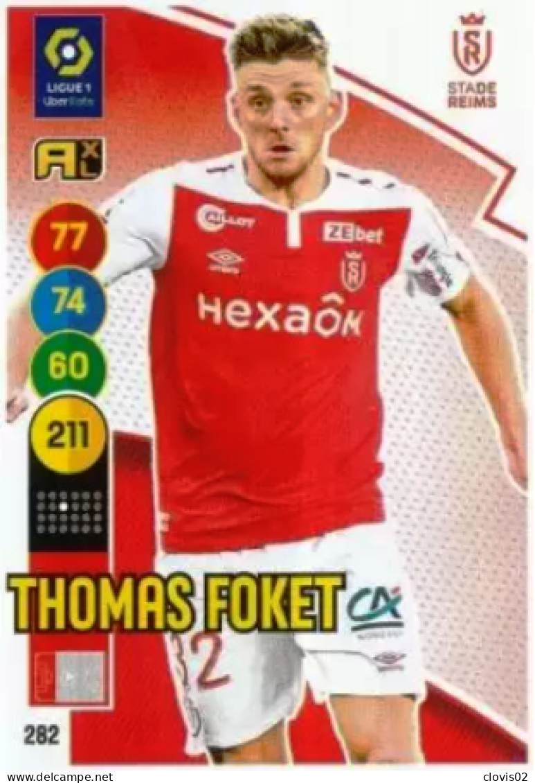 282 Thomas Foket - Stade De Reims - Panini Adrenalyn XL LIGUE 1 - 2021-2022 Carte Football - Trading Cards