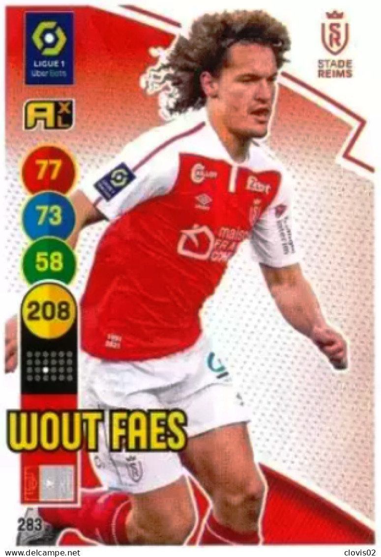 283 Wout Faes - Stade De Reims - Panini Adrenalyn XL LIGUE 1 - 2021-2022 Carte Football - Trading Cards