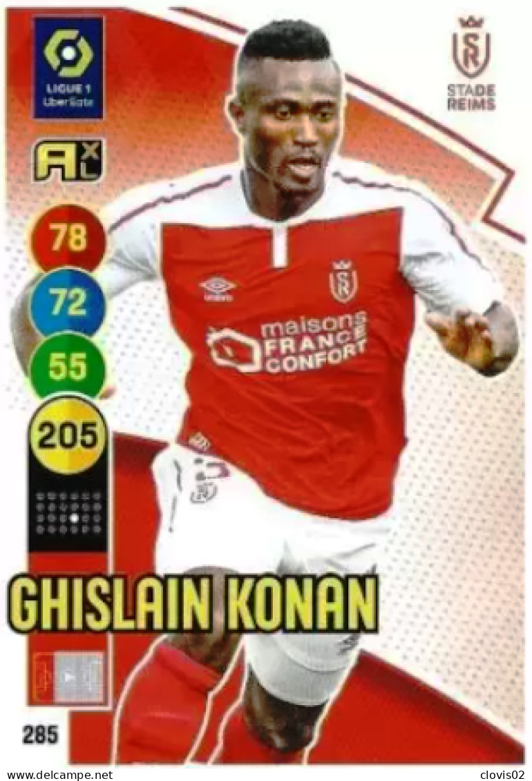 285 Ghislain Konan - Stade De Reims - Panini Adrenalyn XL LIGUE 1 - 2021-2022 Carte Football - Trading Cards