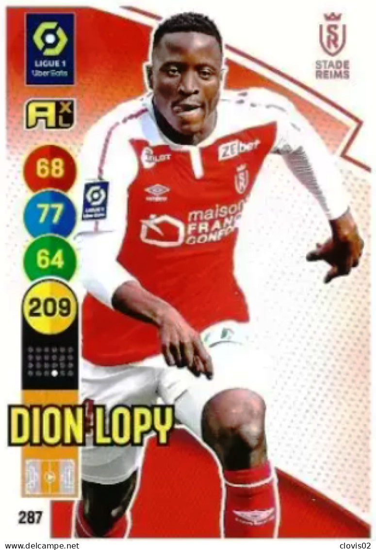 287 Dion Lopy - Stade De Reims - Panini Adrenalyn XL LIGUE 1 - 2021-2022 Carte Football - Trading Cards