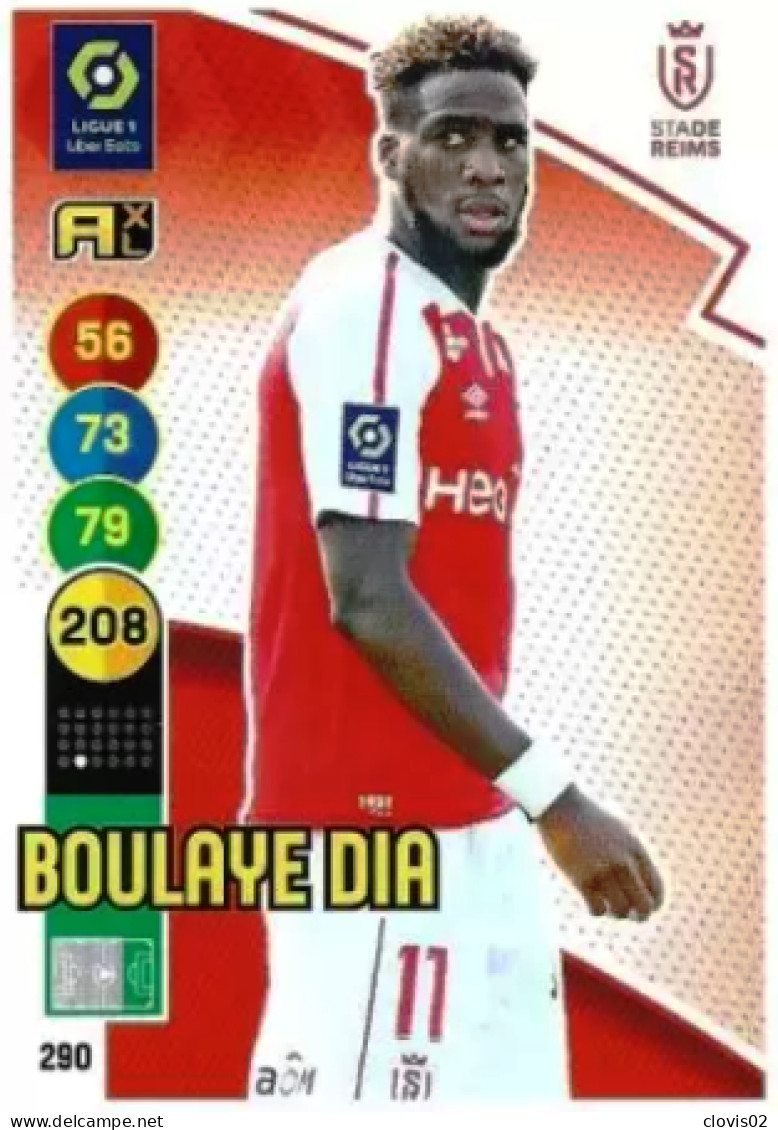 290 Boulaye Dia - Stade De Reims - Panini Adrenalyn XL LIGUE 1 - 2021-2022 Carte Football - Trading Cards