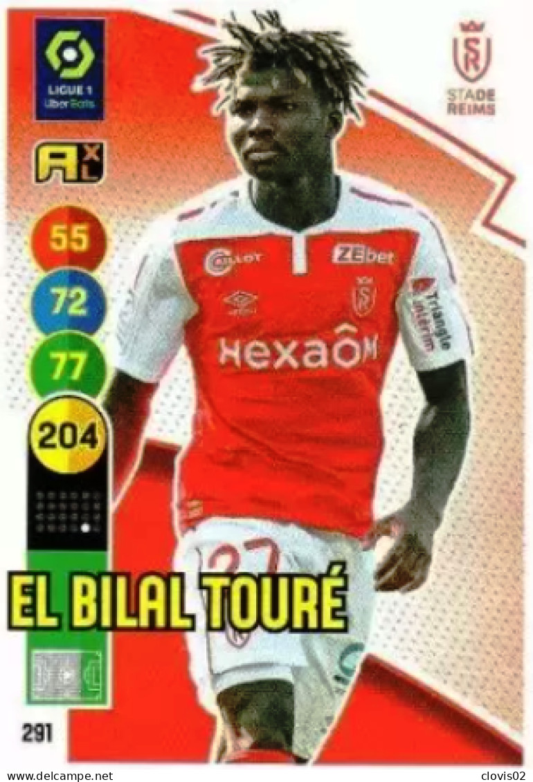 291 El Bilal Touré - Stade De Reims - Panini Adrenalyn XL LIGUE 1 - 2021-2022 Carte Football - Trading Cards