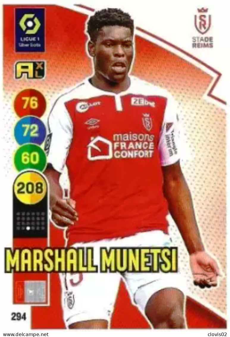 294 Marshall Munetsi - Stade De Reims - Panini Adrenalyn XL LIGUE 1 - 2021-2022 Carte Football - Trading Cards