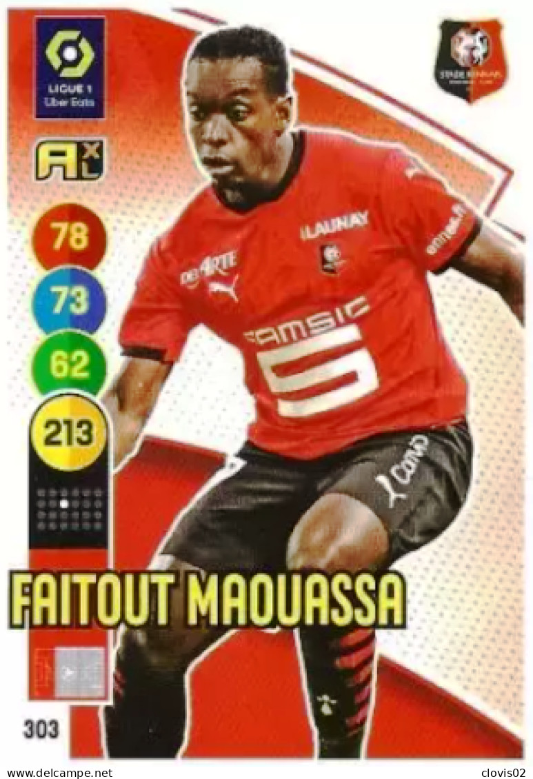 303 Faitout Maouassa - Stade Rennais FC - Panini Adrenalyn XL LIGUE 1 - 2021-2022 Carte Football - Trading Cards