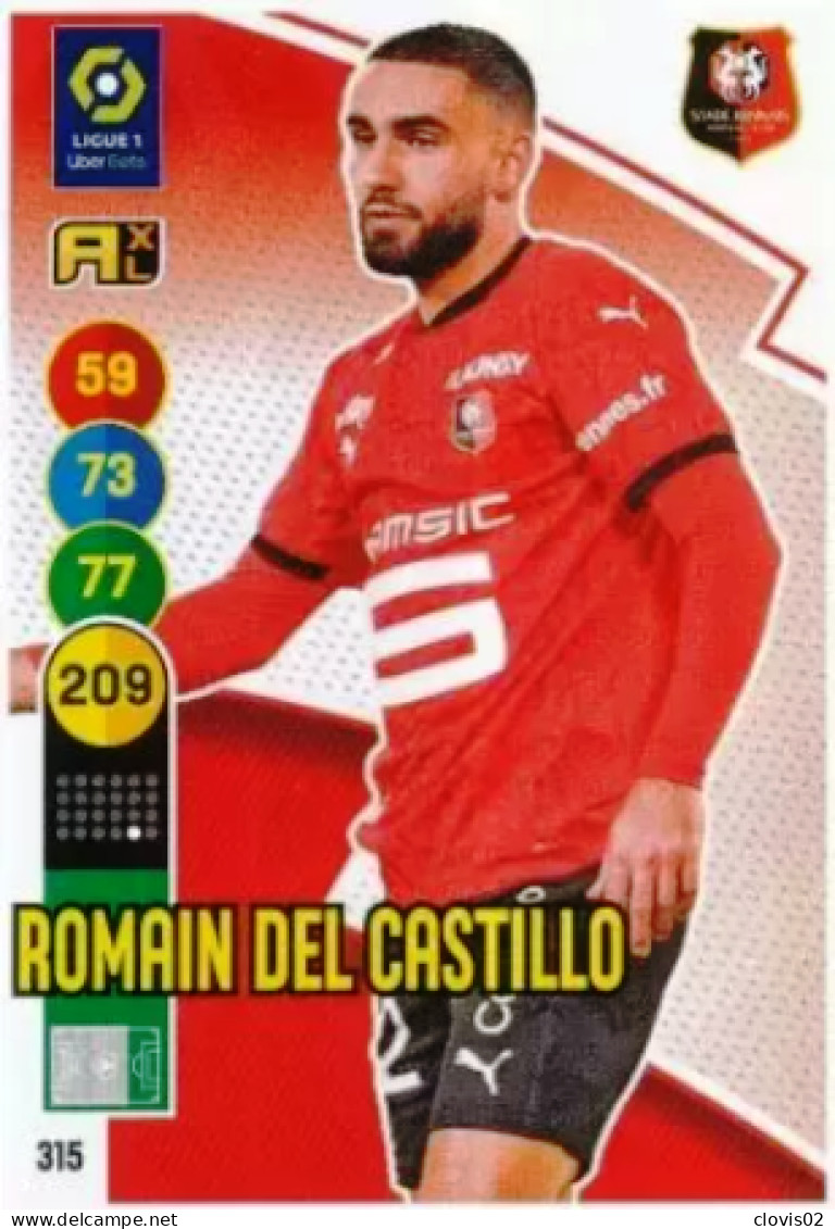 315 Romain Del Castillo - Stade Rennais FC - Panini Adrenalyn XL LIGUE 1 - 2021-2022 Carte Football - Trading Cards