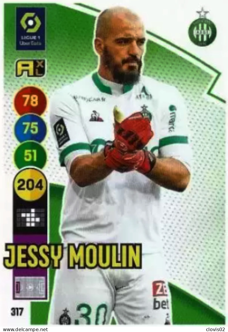 317 Jessy Moulin - AS Saint-Étienne - Panini Adrenalyn XL LIGUE 1 - 2021-2022 Carte Football - Trading Cards