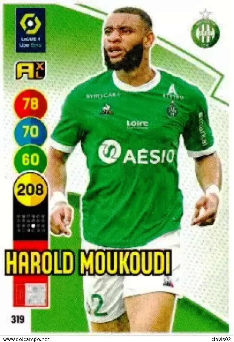 319 Harold Moukoudi - AS Saint-Étienne - Panini Adrenalyn XL LIGUE 1 - 2021-2022 Carte Football - Trading Cards