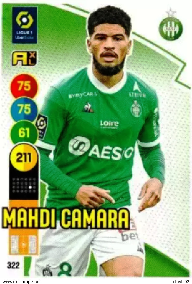 322 Mahdi Camara - AS Saint-Étienne - Panini Adrenalyn XL LIGUE 1 - 2021-2022 Carte Football - Trading Cards