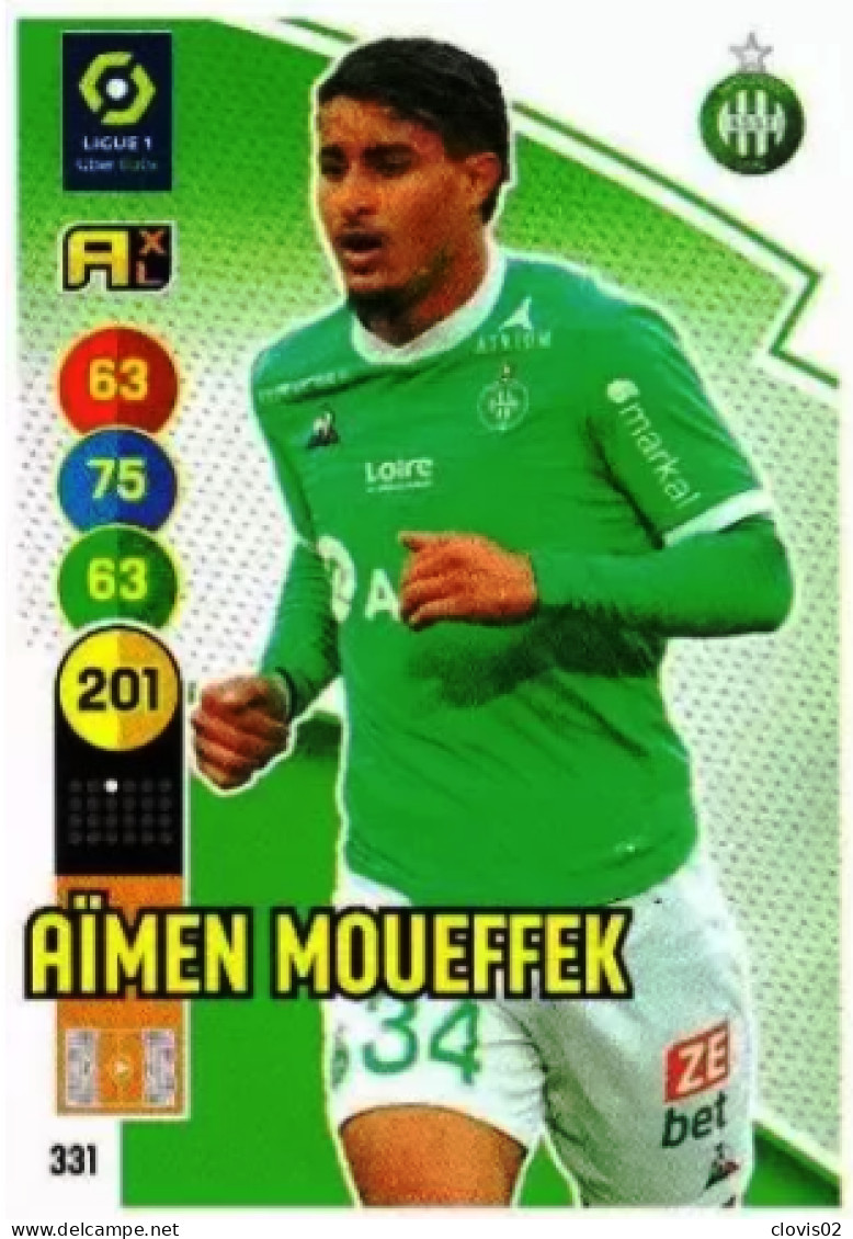 331 Aimen Moueffek - AS Saint-Étienne - Panini Adrenalyn XL LIGUE 1 - 2021-2022 Carte Football - Trading Cards