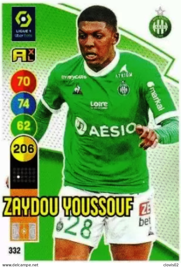 332 Zaydou Youssouf - AS Saint-Étienne - Panini Adrenalyn XL LIGUE 1 - 2021-2022 Carte Football - Trading Cards
