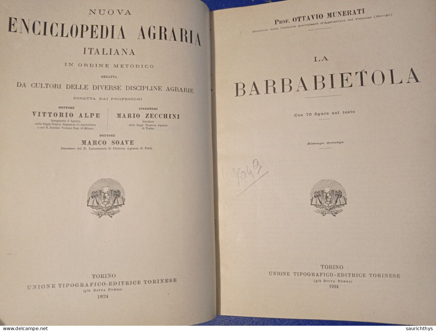 Ottavio Munerati Direttore D'agricoltura Del Polesine Rovigo La Barbabietola 1924 Nuova Enciclopedia Agraria Italiana - Other & Unclassified