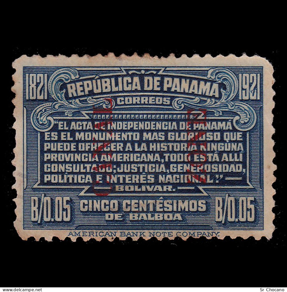 CANAL ZONE STAMP.1921.5c Blue ®.Scott 62.MNG - Zona Del Canal
