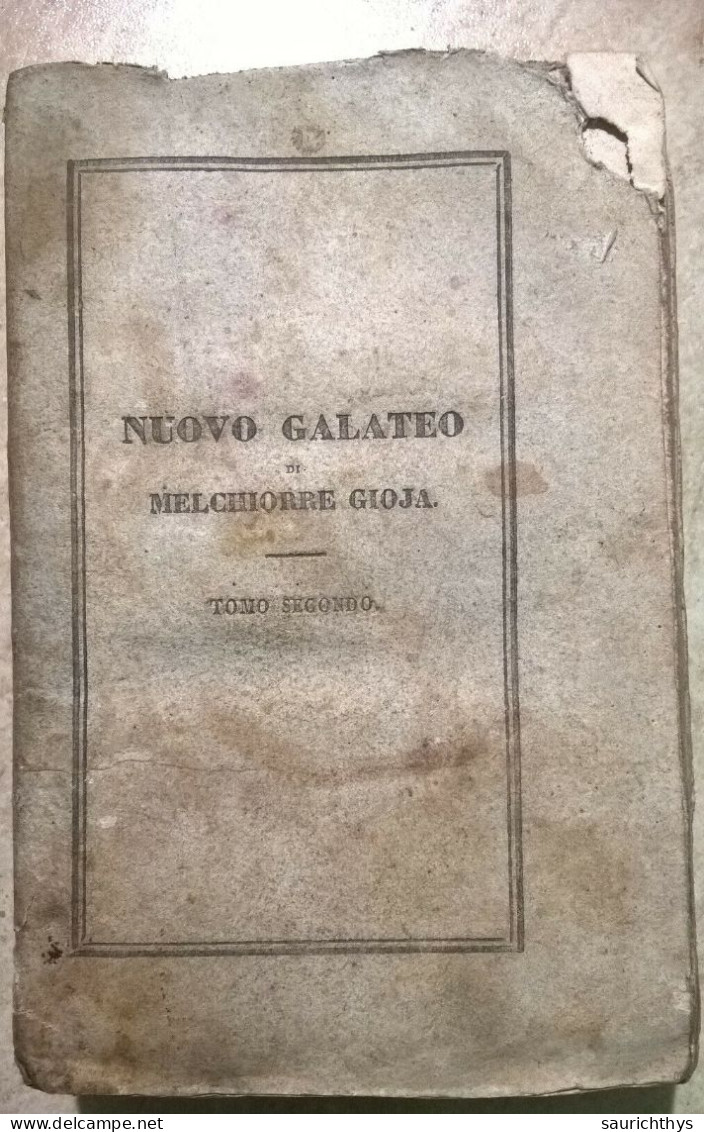 Nuovo Galateo Di Melchiorre Gioja - Tomo II - Lugano Presso Gli Editori 1840 - Libros Antiguos Y De Colección