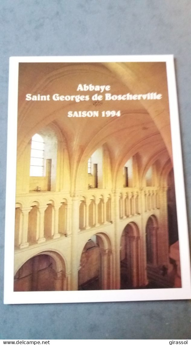 CPM ABBAYE SAINT GEORGES DE BOSCHERVILLE SAISON 1994 CONCERTS AU DOS  ED BENETEAU - Kirchen U. Kathedralen