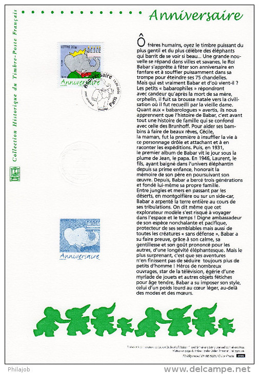 " BABAR " Sur Document Philatélique Officiel De 2006. N° YT 3927. (Prix à La Poste = 5 €) DPO à Saisir !!! - Bandes Dessinées