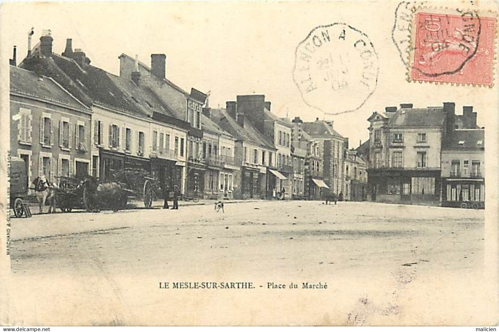 -dpts Div -ref-BL975- Orne - Le Mesle Sur Sarthe - Place Du Marché - - Le Mêle-sur-Sarthe