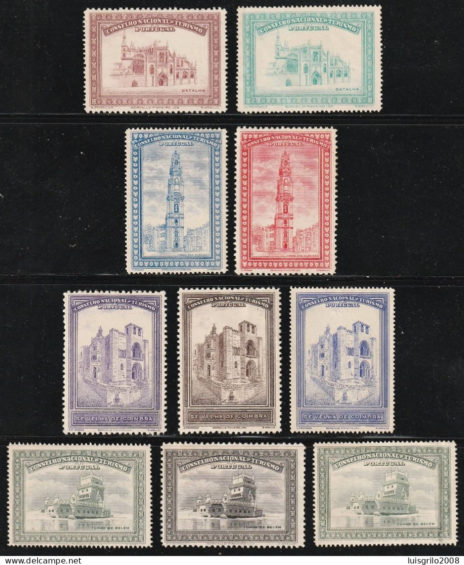 Vignettes/ Vinhetas, Portugal - 1930, Conselho Nacional De Turismo. Torre Clérigos, Belém, Sé Velha -||- MNH, Sans Gomme - Local Post Stamps