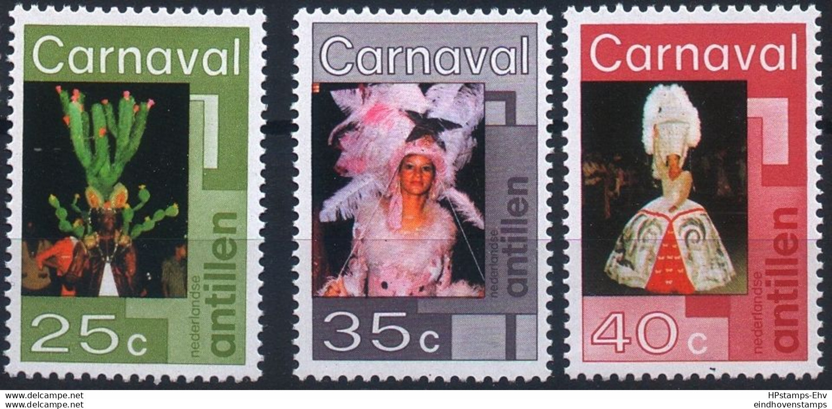 Dutch Antilles 1977 Carnaval 3 Values MNH H-77.1 Nederlandse Antillen Folklore Costumes - Carnavales