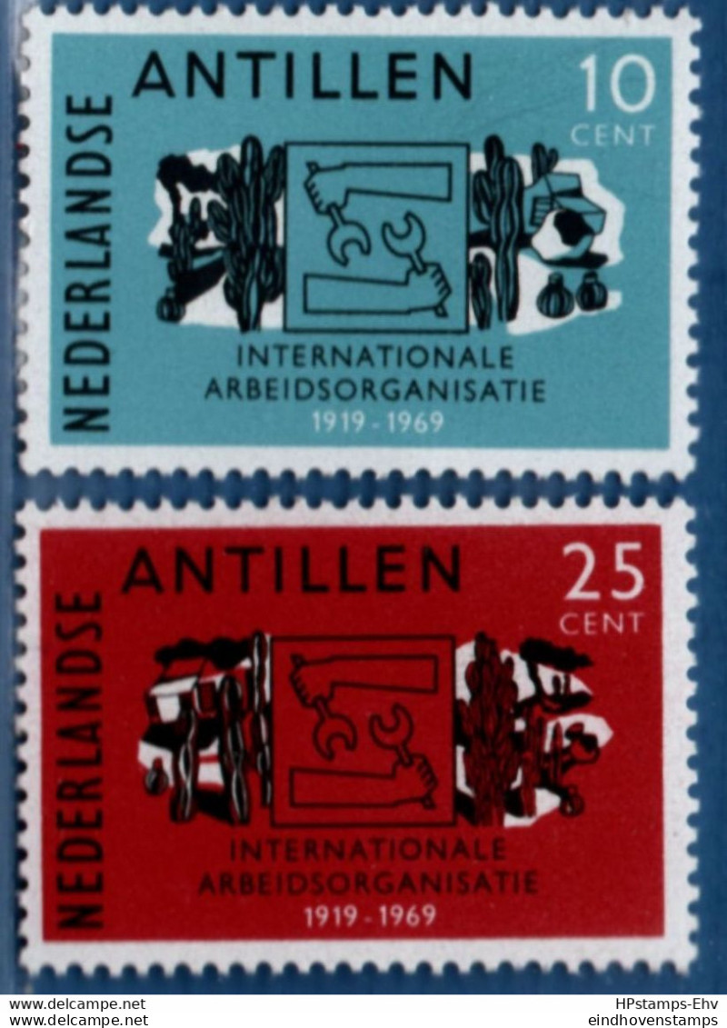 Dutch Antilles 1969 I.L.O. 2 Values, MNH H-69.04 Nederlandse Antillen Labor Organisation - ILO