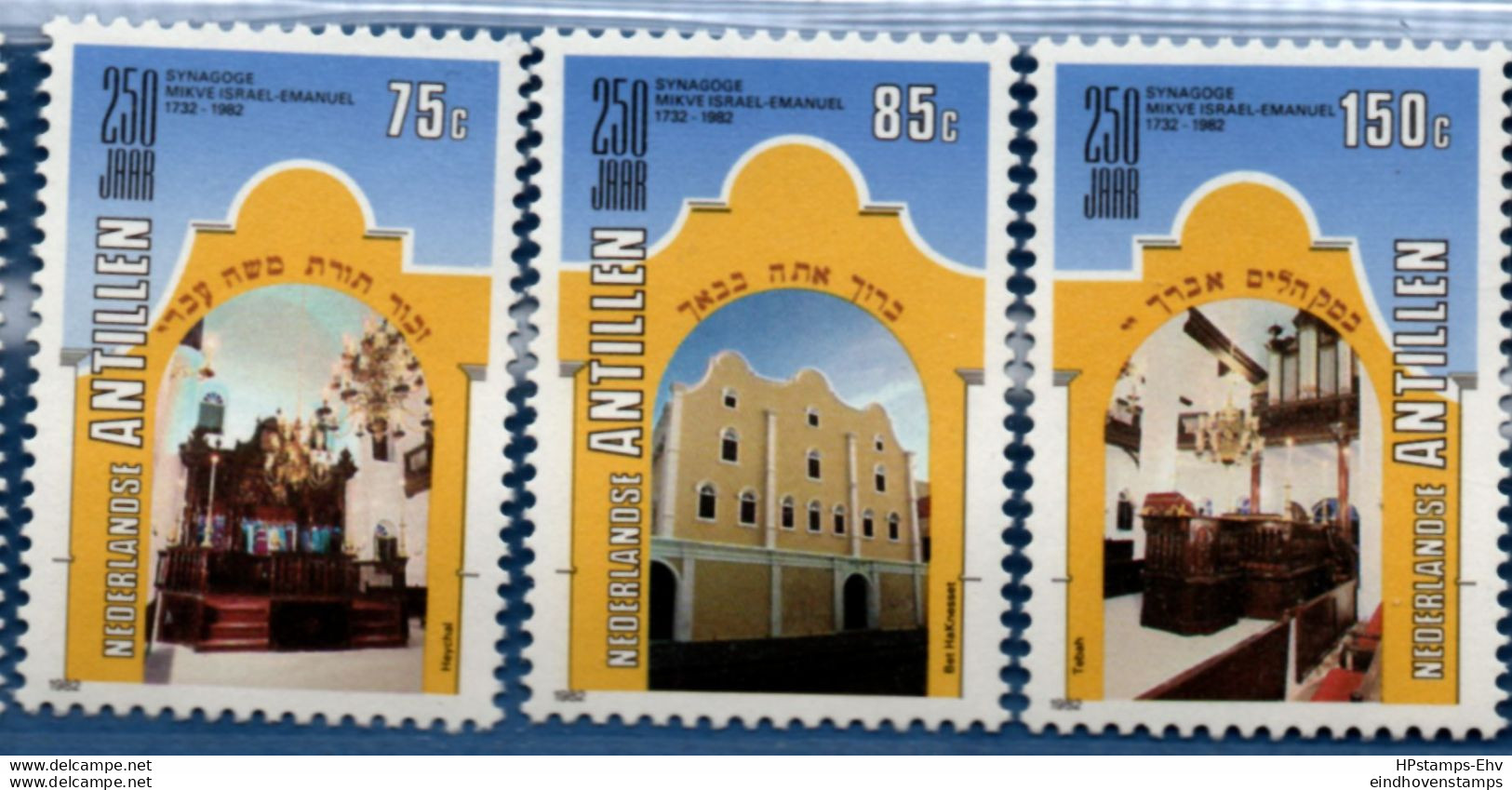 Dutch Antilles 1982 Mikve Israel-Emanuel Synagogue 3 Values MNH 2202.1521 Nederlandse Antillen - Jewish